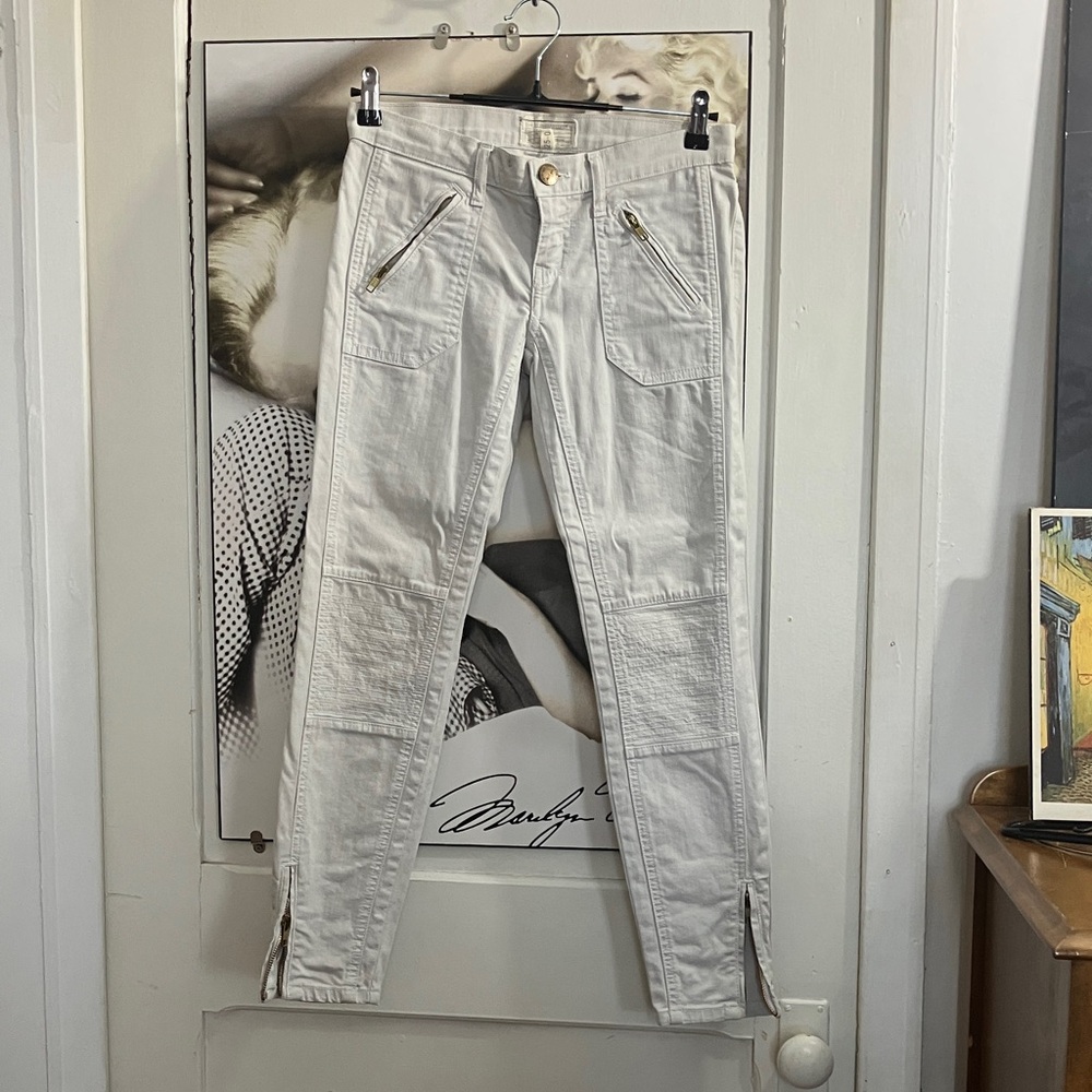 2/40$ Wear for Love Grey Moto Utility Capri Pants Gold Zippers Size 25